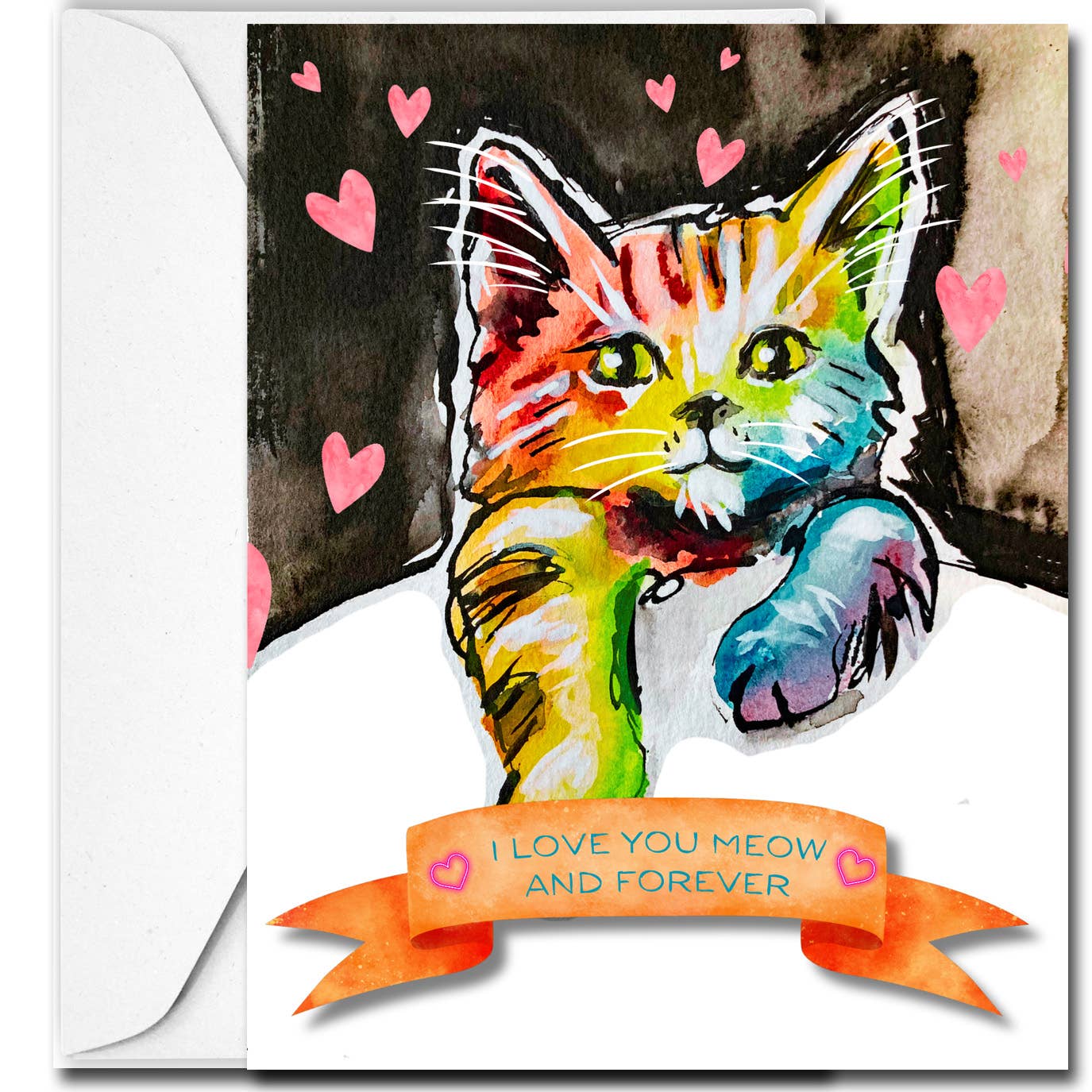 "I Love You Meow and Forever", Blank Card