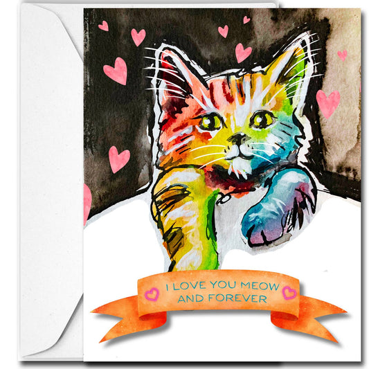 "I Love You Meow and Forever", Blank Card