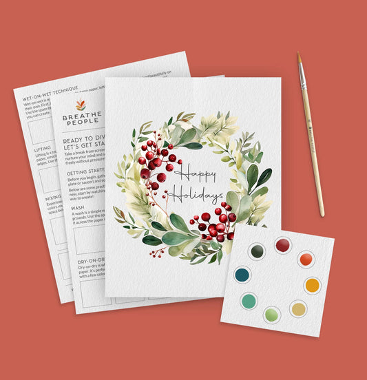 Limited Edition, All in One Watercolor Kit - Berry Wreath