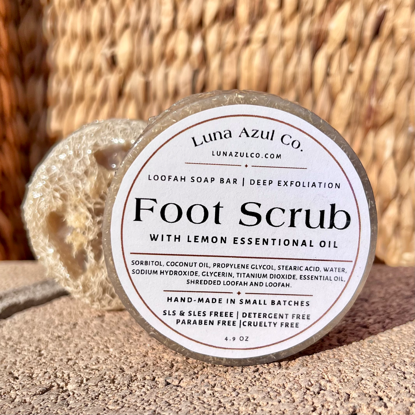 Foot Scrub Shredded Loofah & Loofah Slice Soap Bar