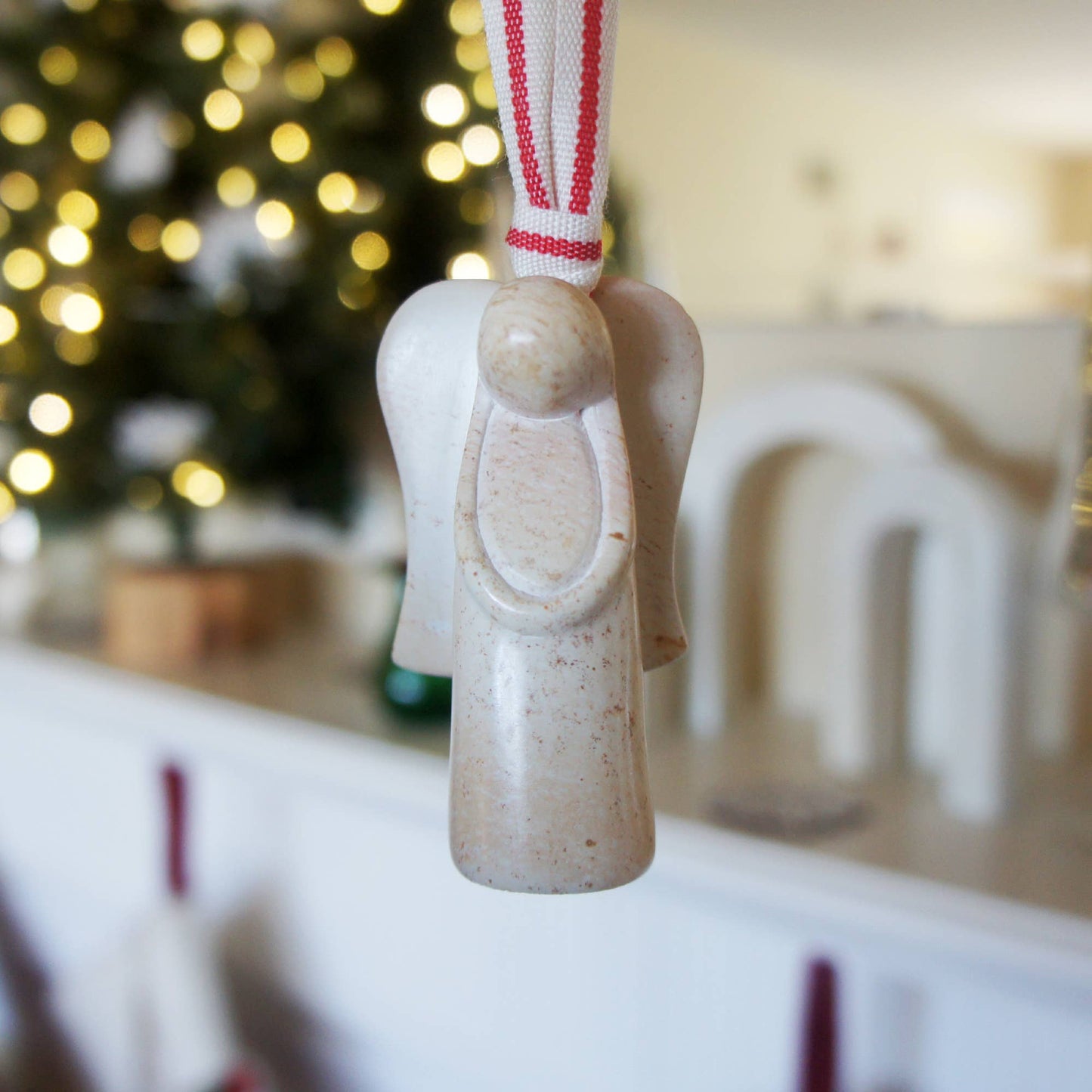 Stone Angel Ornament - Natural Stone