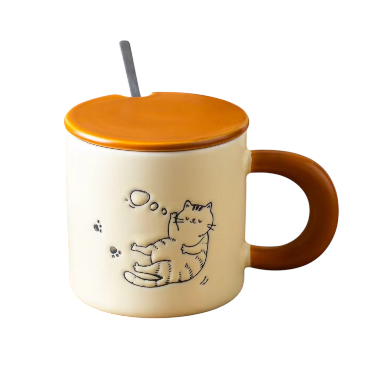 Playful Cat 13oz Mug With Lid and Spoon