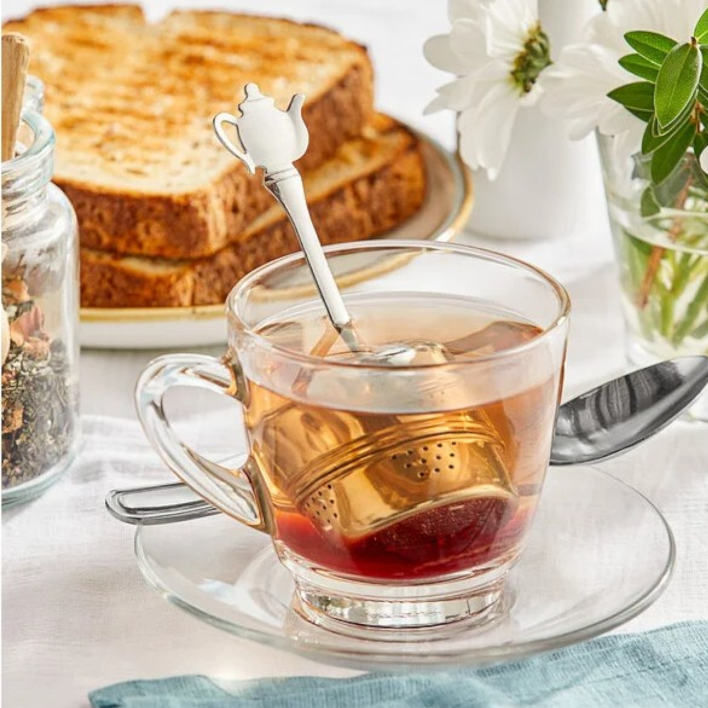 Stainless Steel Tea Strainer Infuser with Tea Pot Handle