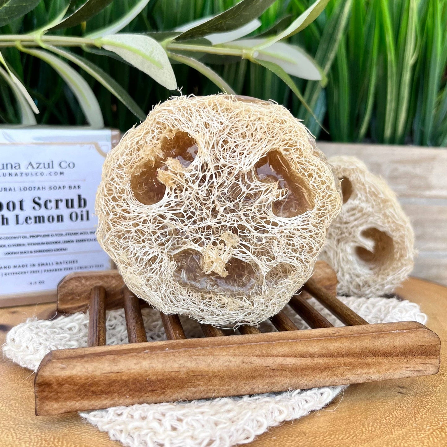 Foot Scrub Shredded Loofah & Loofah Slice Soap Bar