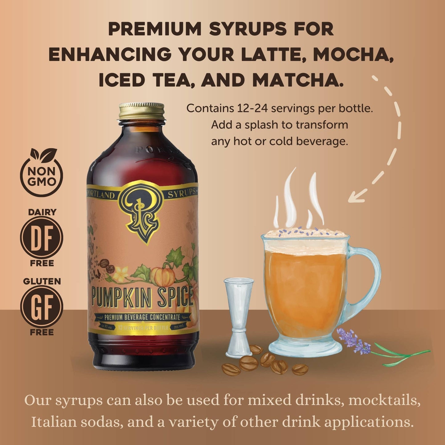 Pumpkin Spice Syrup 12 oz - coffee, tea, cocktail mixer