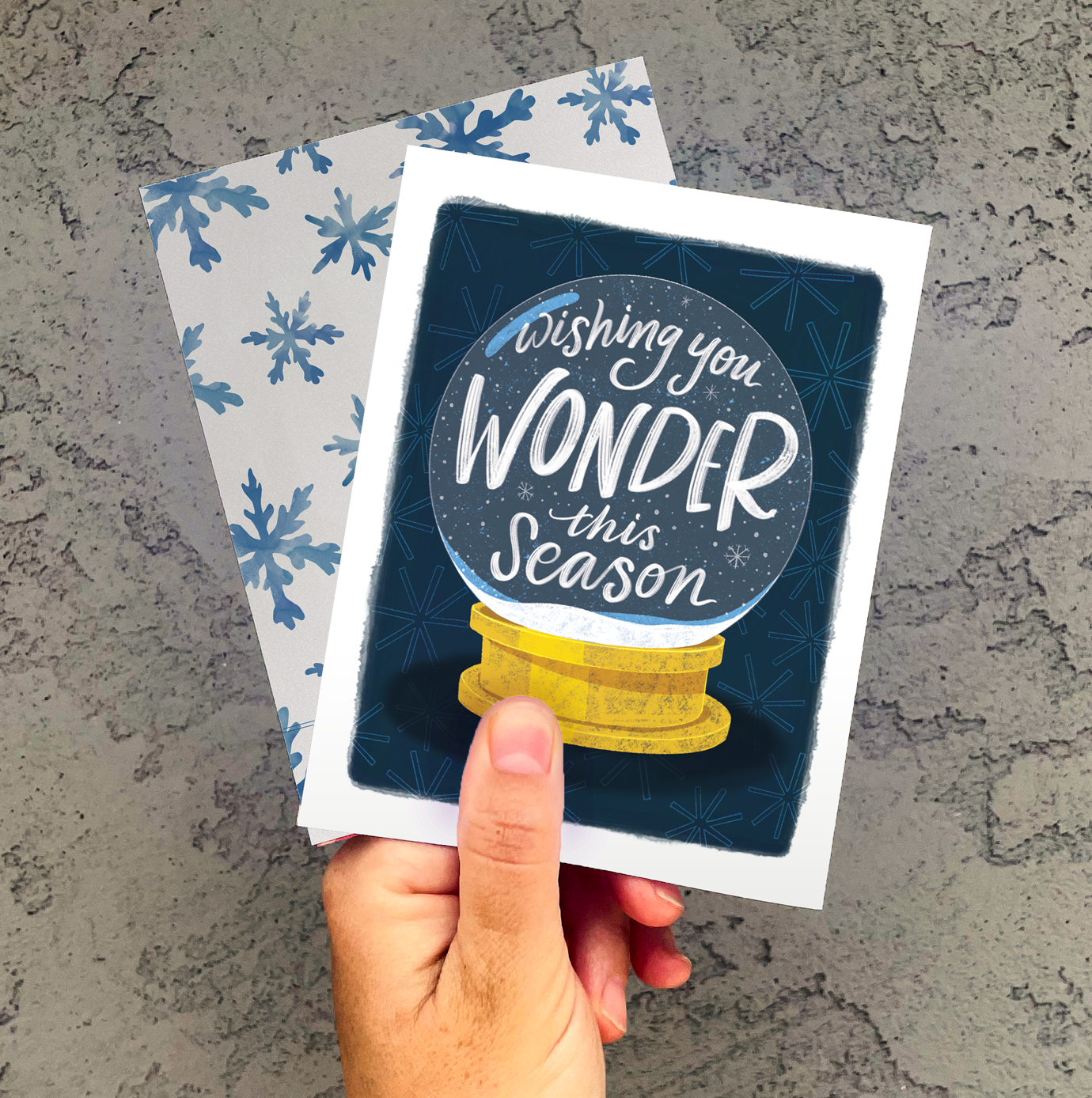Wishing You Wonder | Whimsical Snowglobe Winter Holiday Card