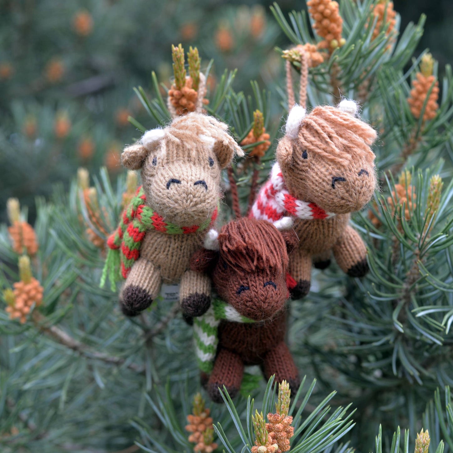 Handmade Knit Highland Cow Holiday Ornament - Fair Trade