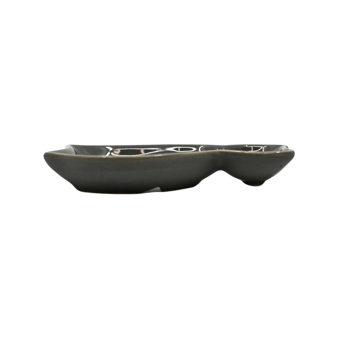 4"L Cat Shaped Porcelain Sauce Dish Mocha Brown