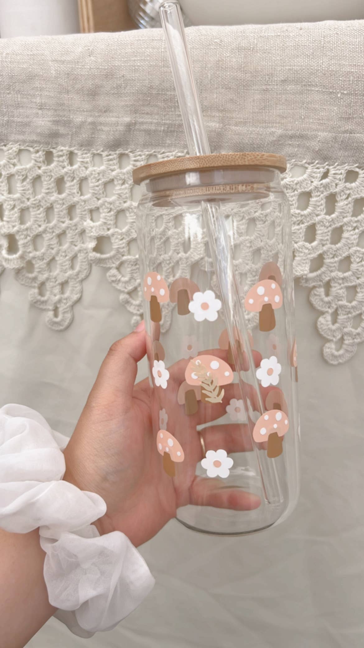 Pink Mushroom Iced Coffee Cup