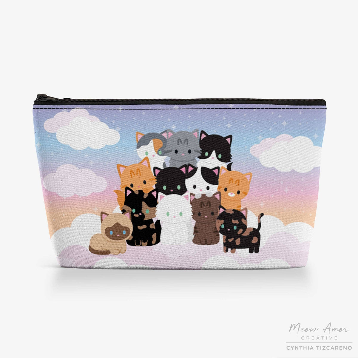 Purrs & Clouds Canvas Zipper Bag