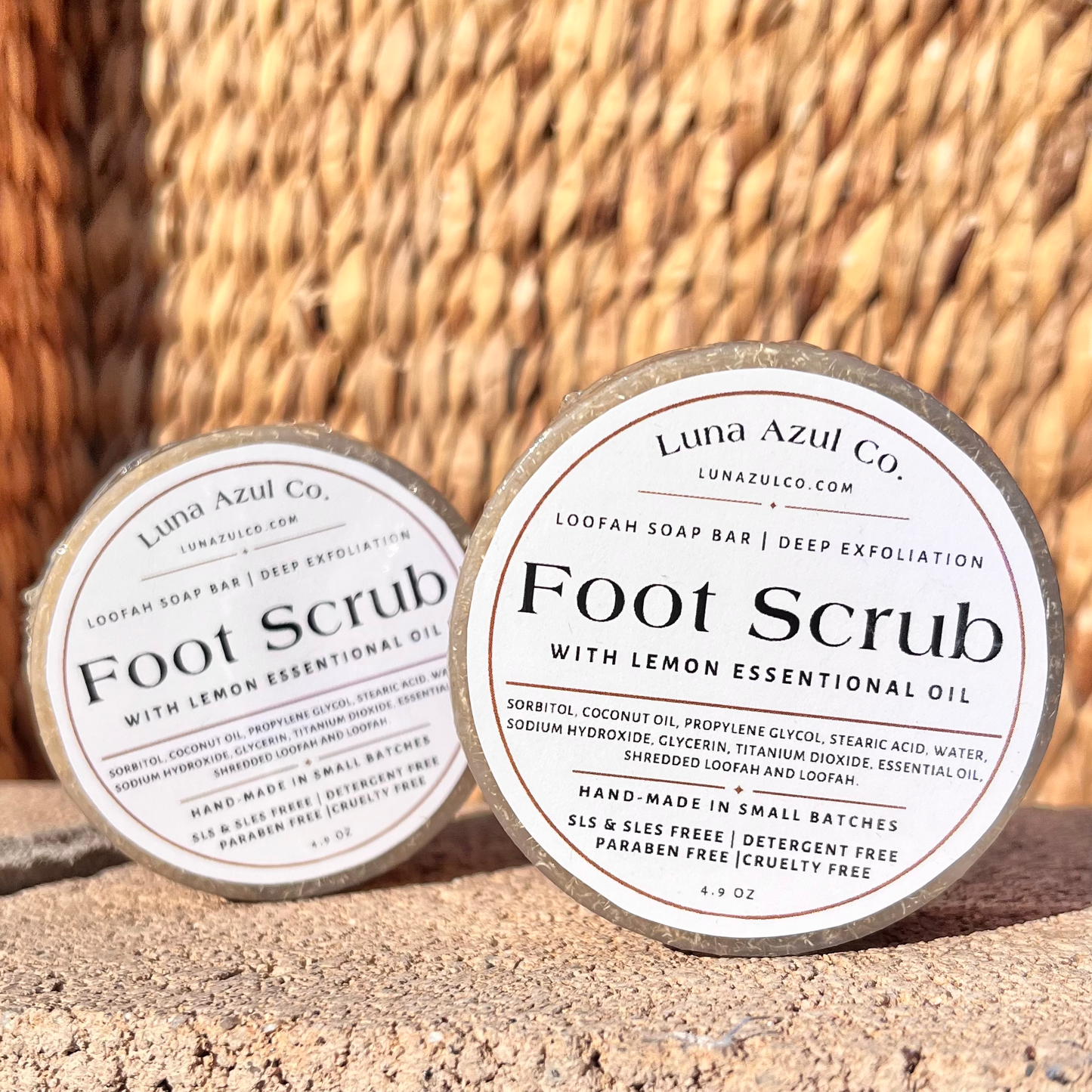 Foot Scrub Shredded Loofah & Loofah Slice Soap Bar