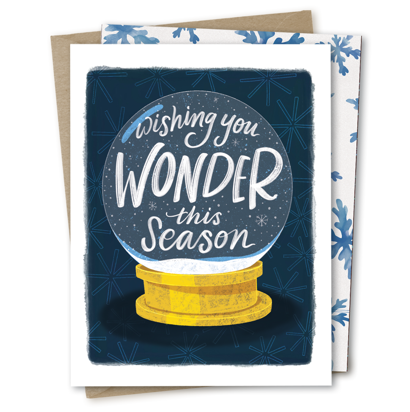 Wishing You Wonder | Whimsical Snowglobe Winter Holiday Card