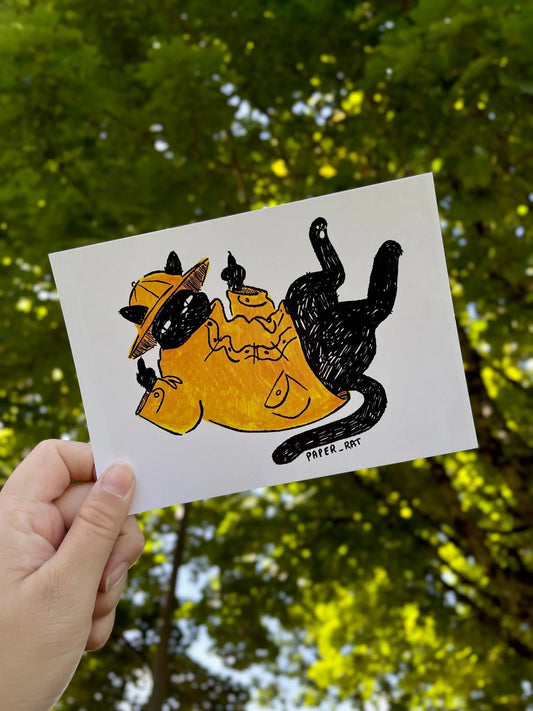 Raincoats are for Cool Cats 5x7 Art Print