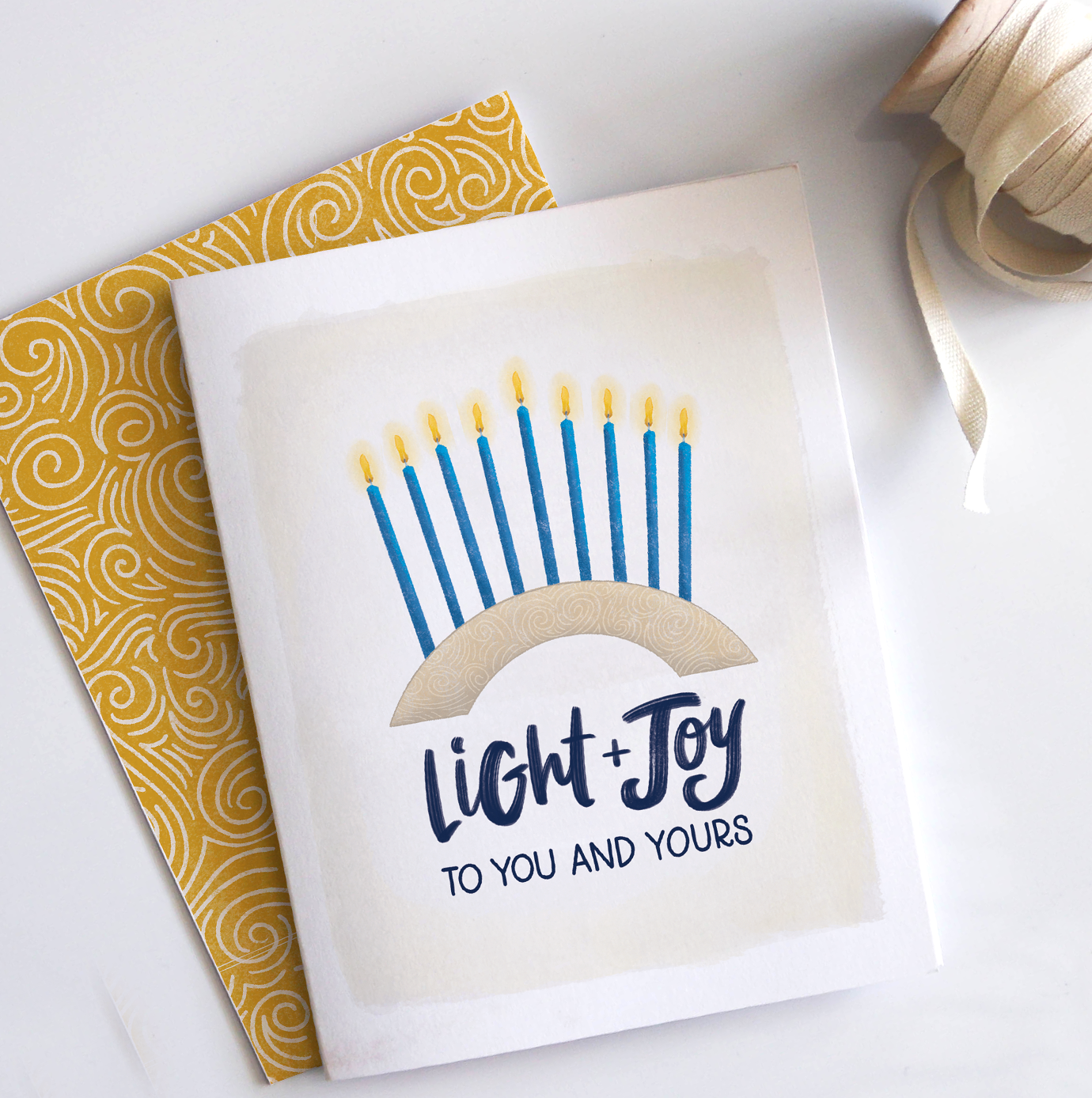 Light + Joy | Happy Hanukkah Menorah Kwanza Holiday Card