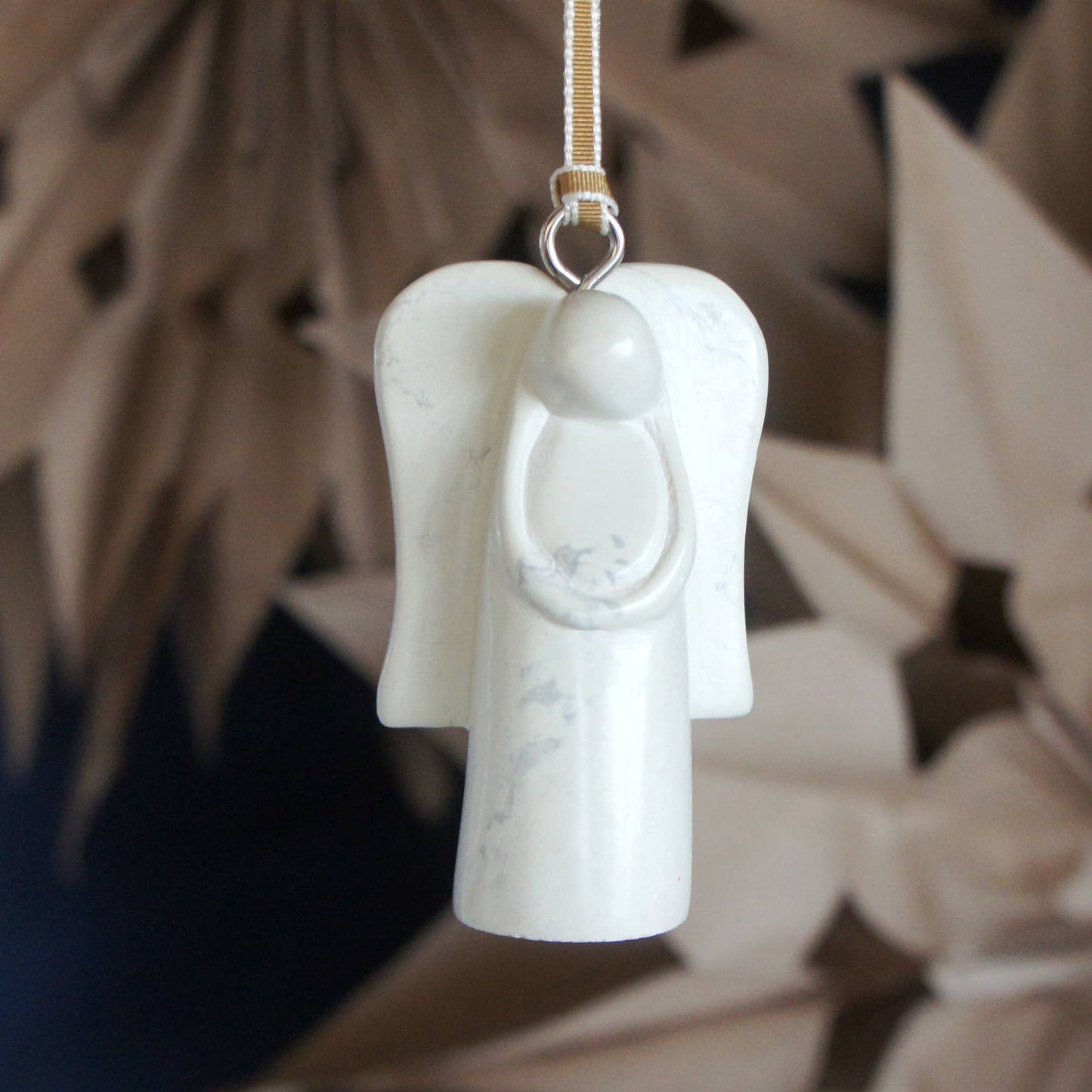 Stone Angel Ornament - Natural Stone