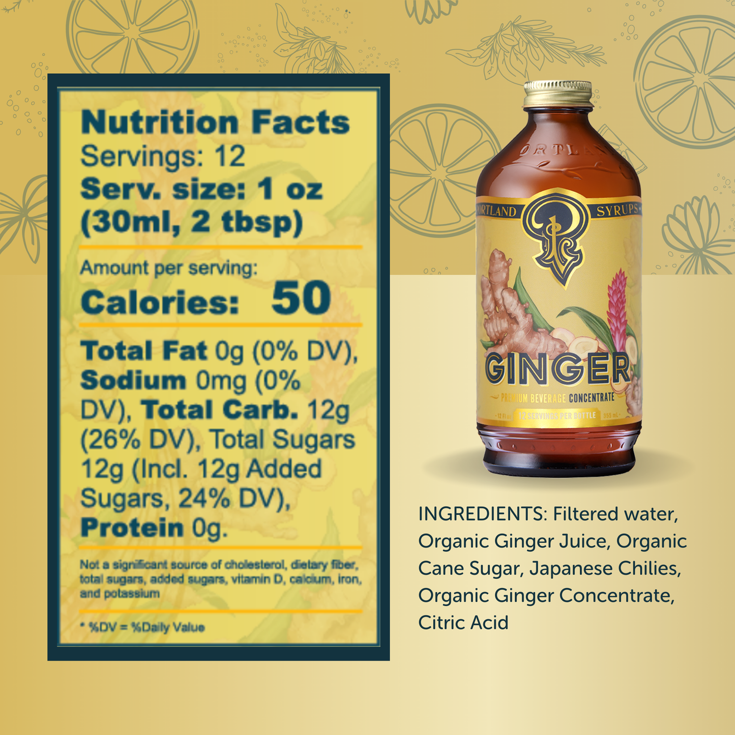 Ginger Syrup 12oz - cocktail / mocktail beverage mixer