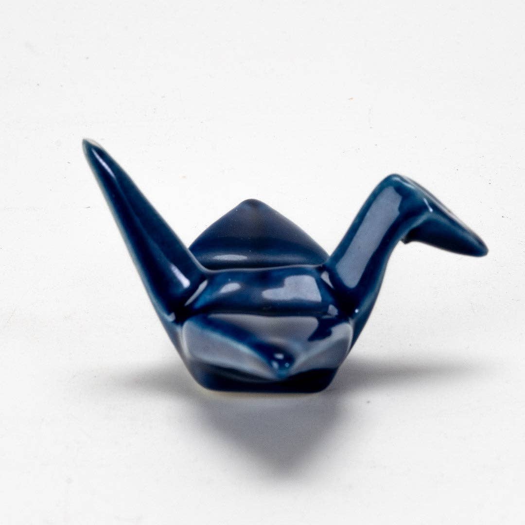 Origami Crane Porcelain Chopsticks Rest 2"L Navy Blue (12/288)