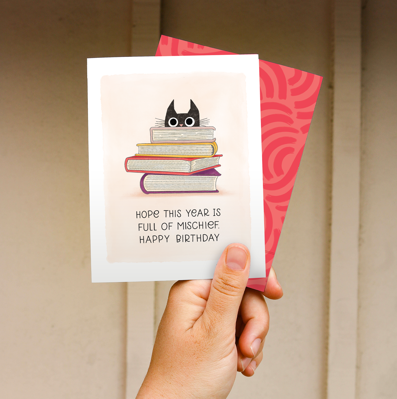 Cat Books | Book Lover Bookish Happy Birthday Card
