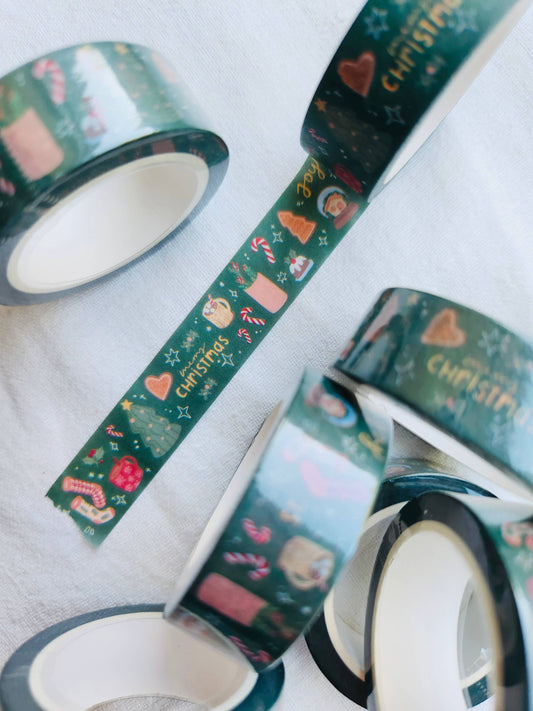 Merry Christmas Washi Tape For Gift Wrapping and Art Crafts