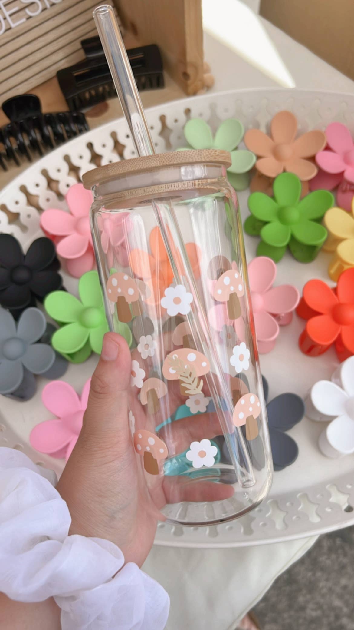 Pink Mushroom Iced Coffee Cup
