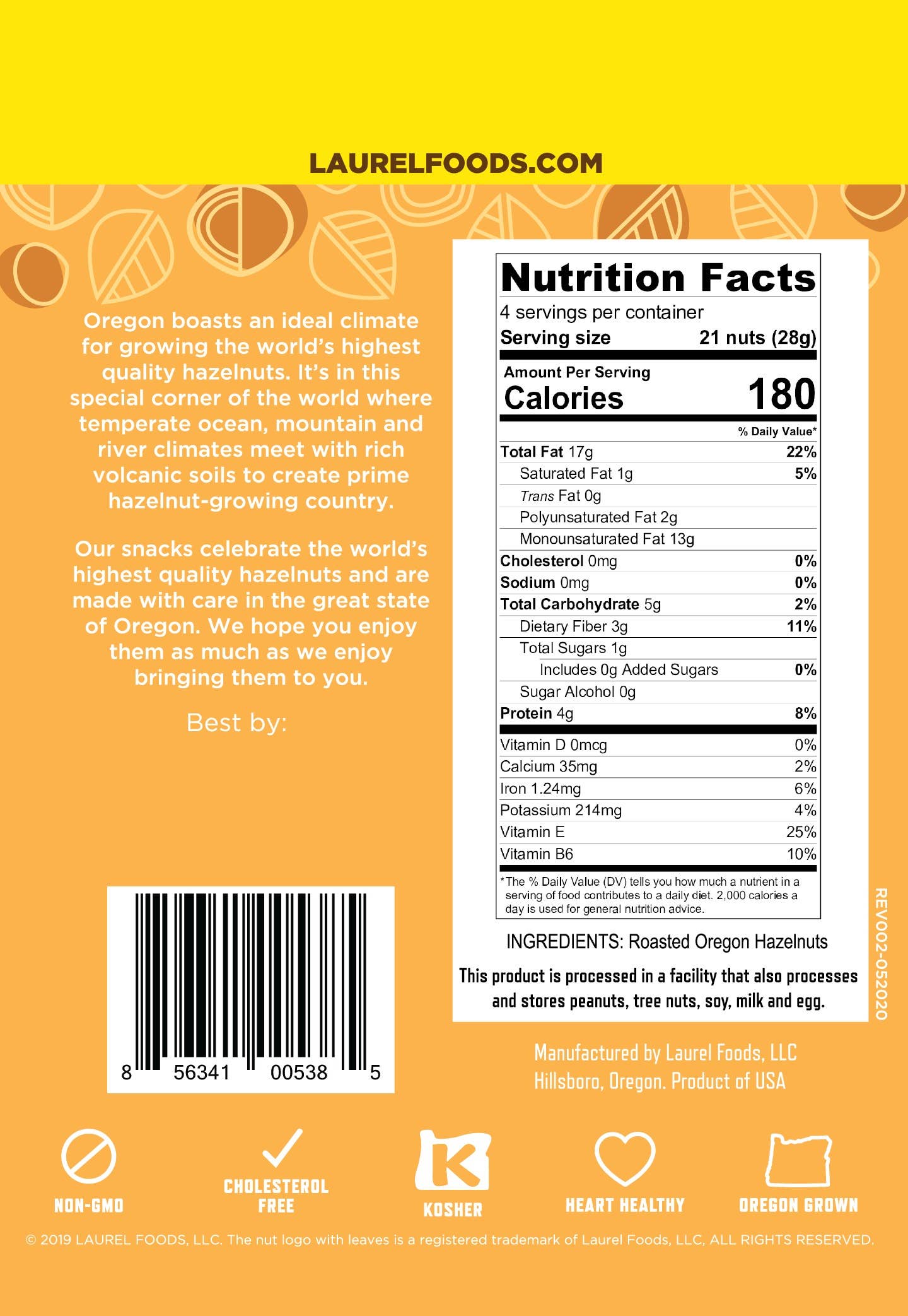 Hazelnut Kernels, Dry Roasted, 4 oz