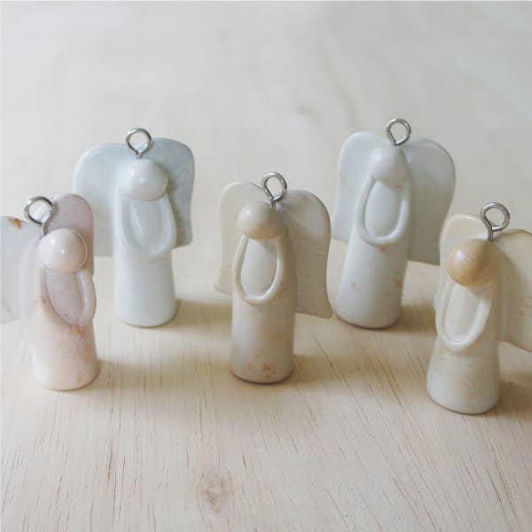 Stone Angel Ornament - Natural Stone