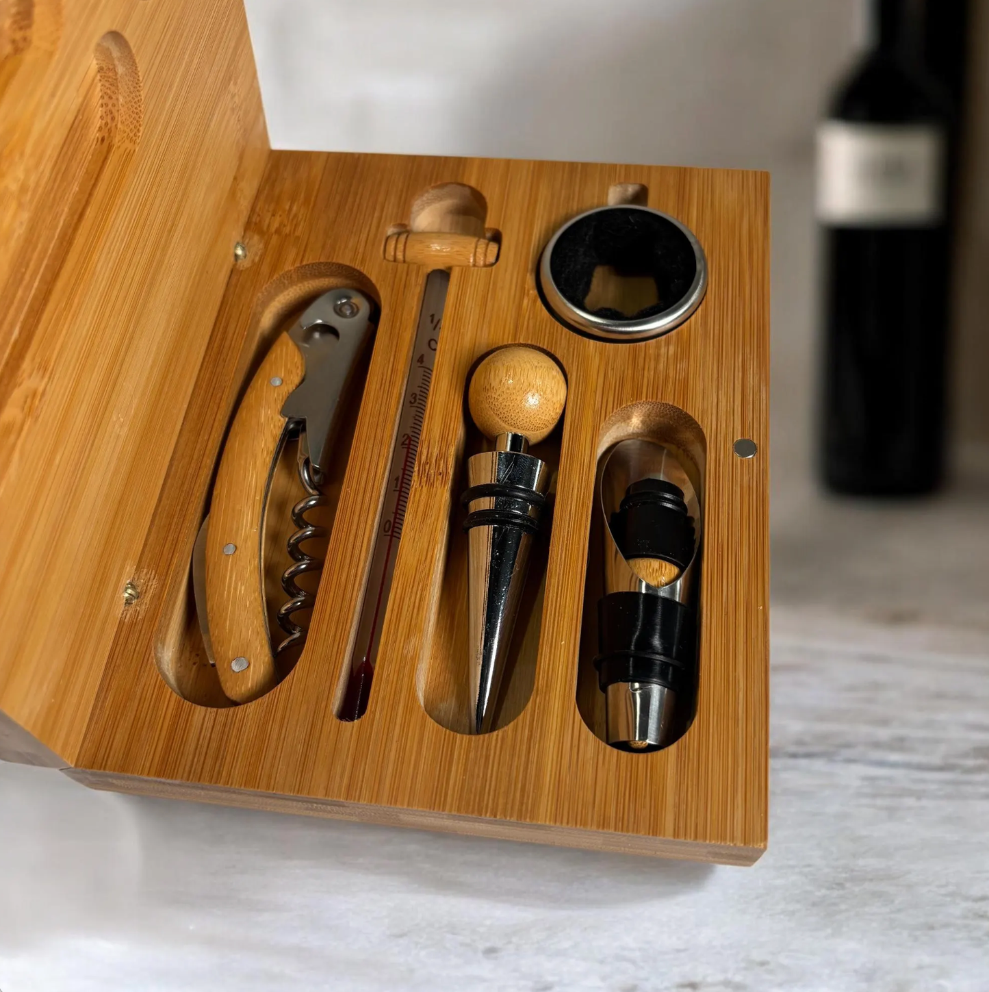 Bamboo Wine Tool Set in Bamboo Box