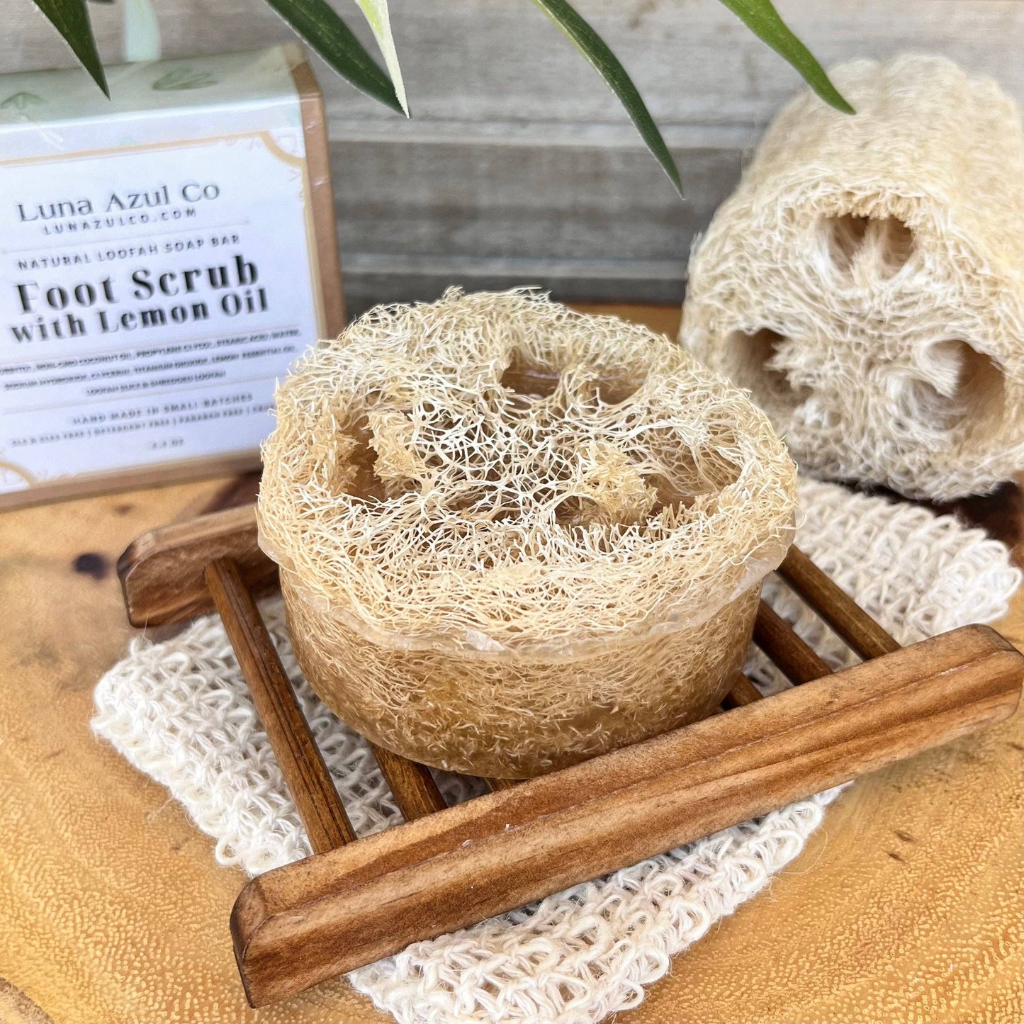 Foot Scrub Shredded Loofah & Loofah Slice Soap Bar