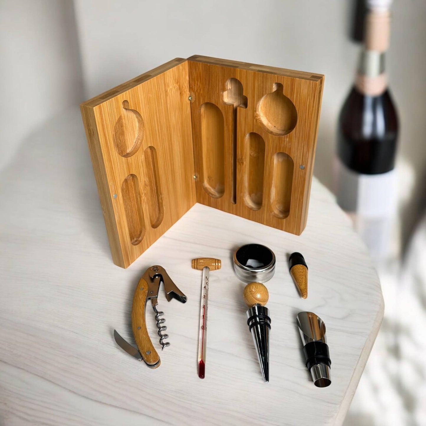 Bamboo Wine Tool Set in Bamboo Box