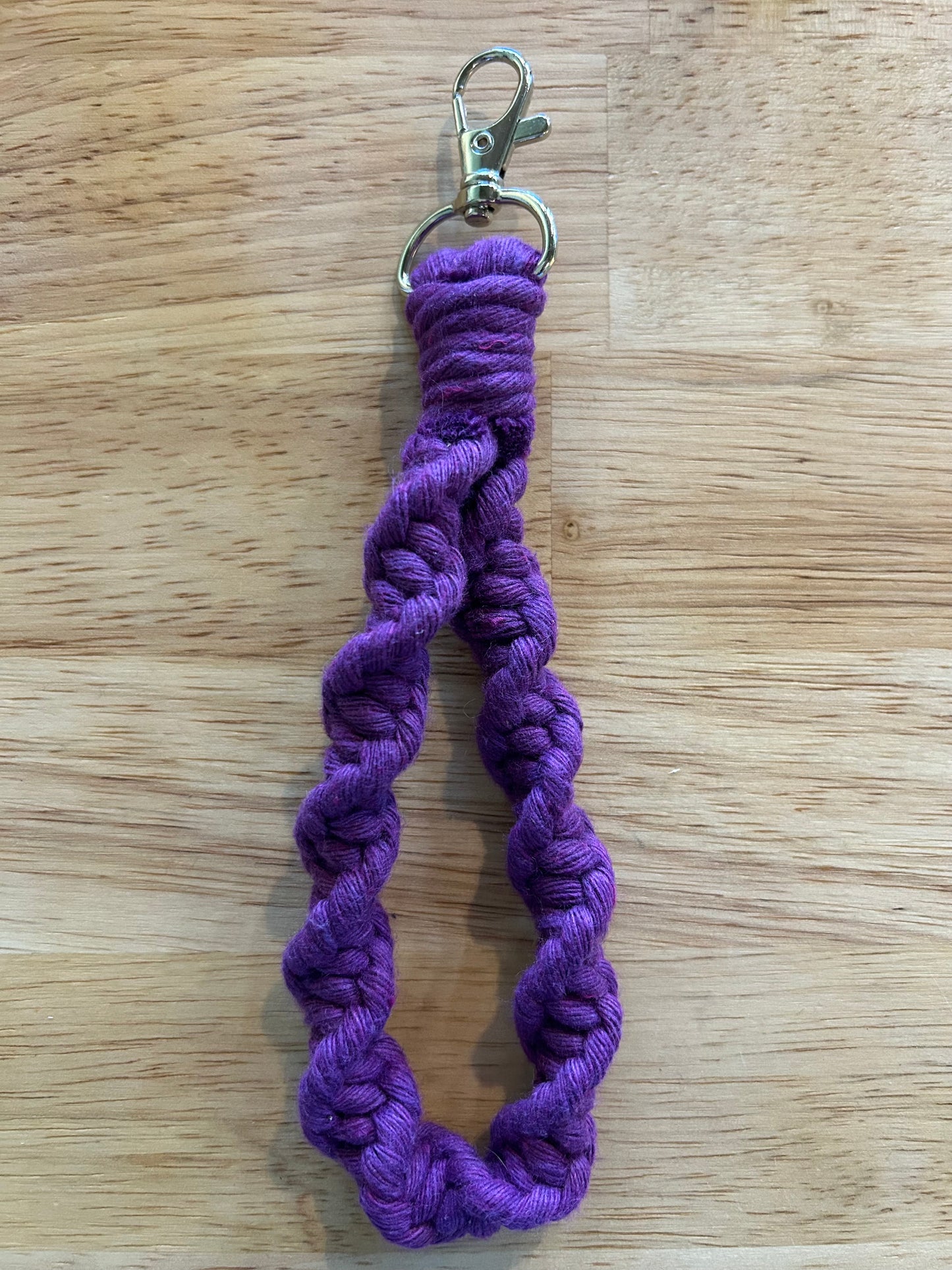 Handmade Spiral Macrame Wristlet Keychain