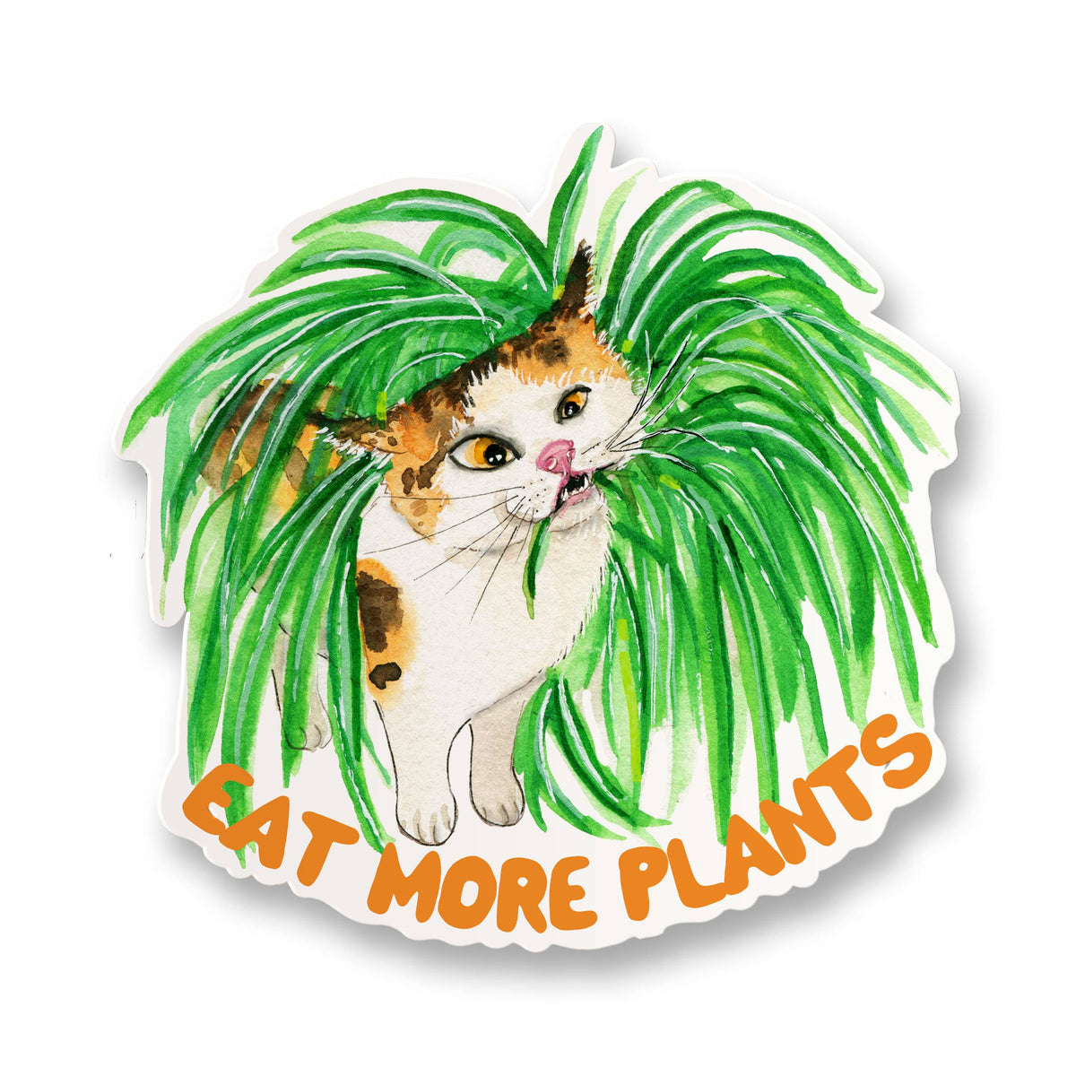 Eat More Plant Cat - Funny Vinyl Stickers