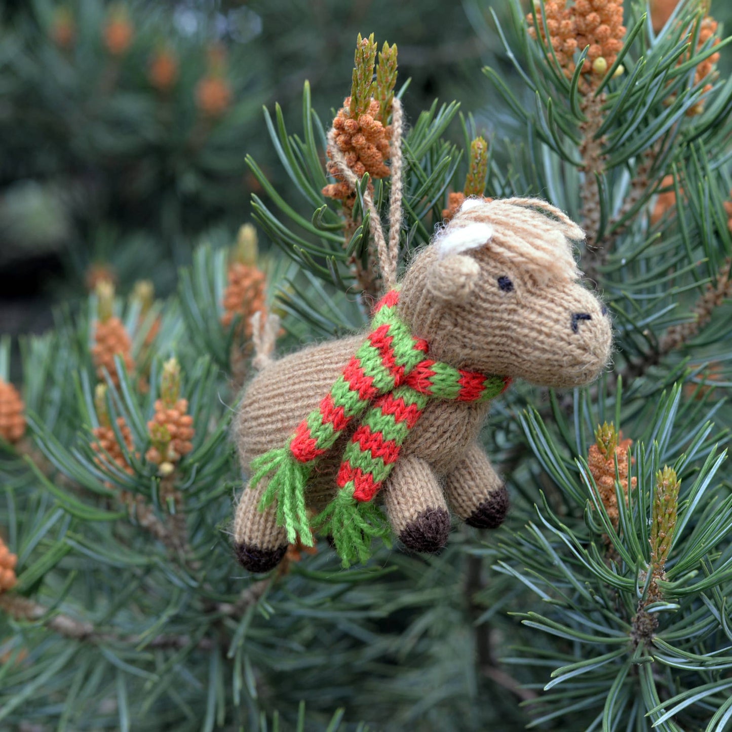 Handmade Knit Highland Cow Holiday Ornament - Fair Trade