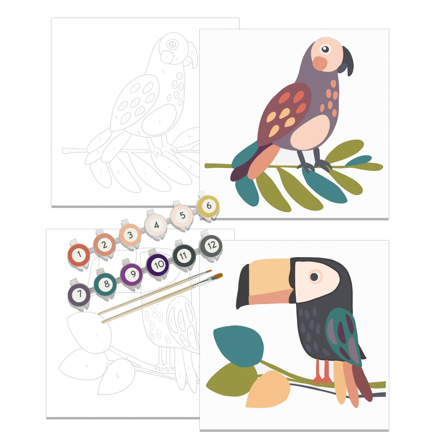 Tropical Birds Paint by Number Kit for Kids