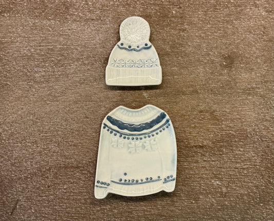 Matching Sweater and Beanie Trinket Dishes