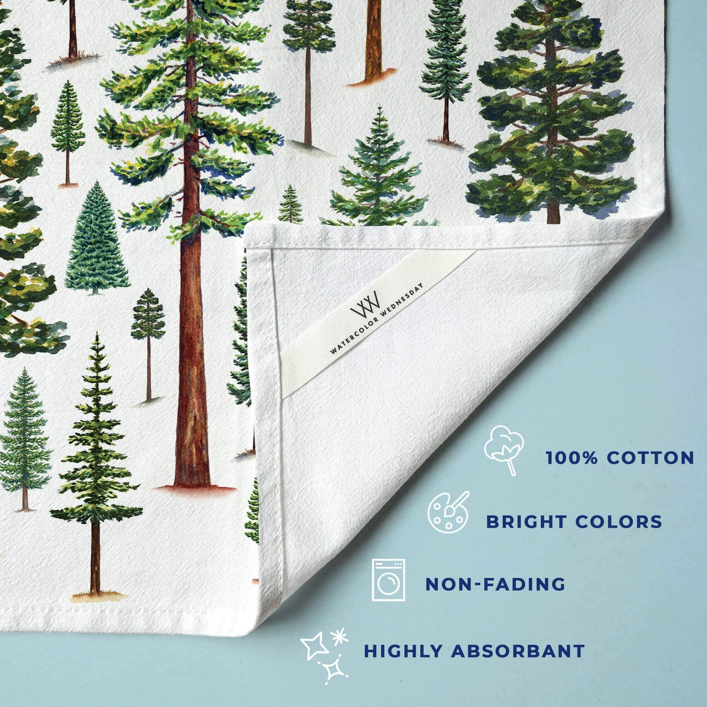 Evergreen Trees Tea Towel | Nature Kitchen Towel