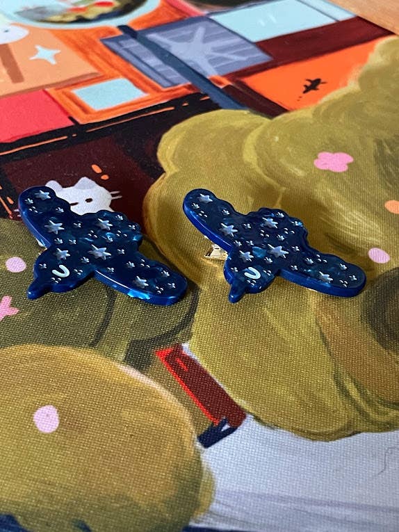 Two Raven Hair Clip Barrettes