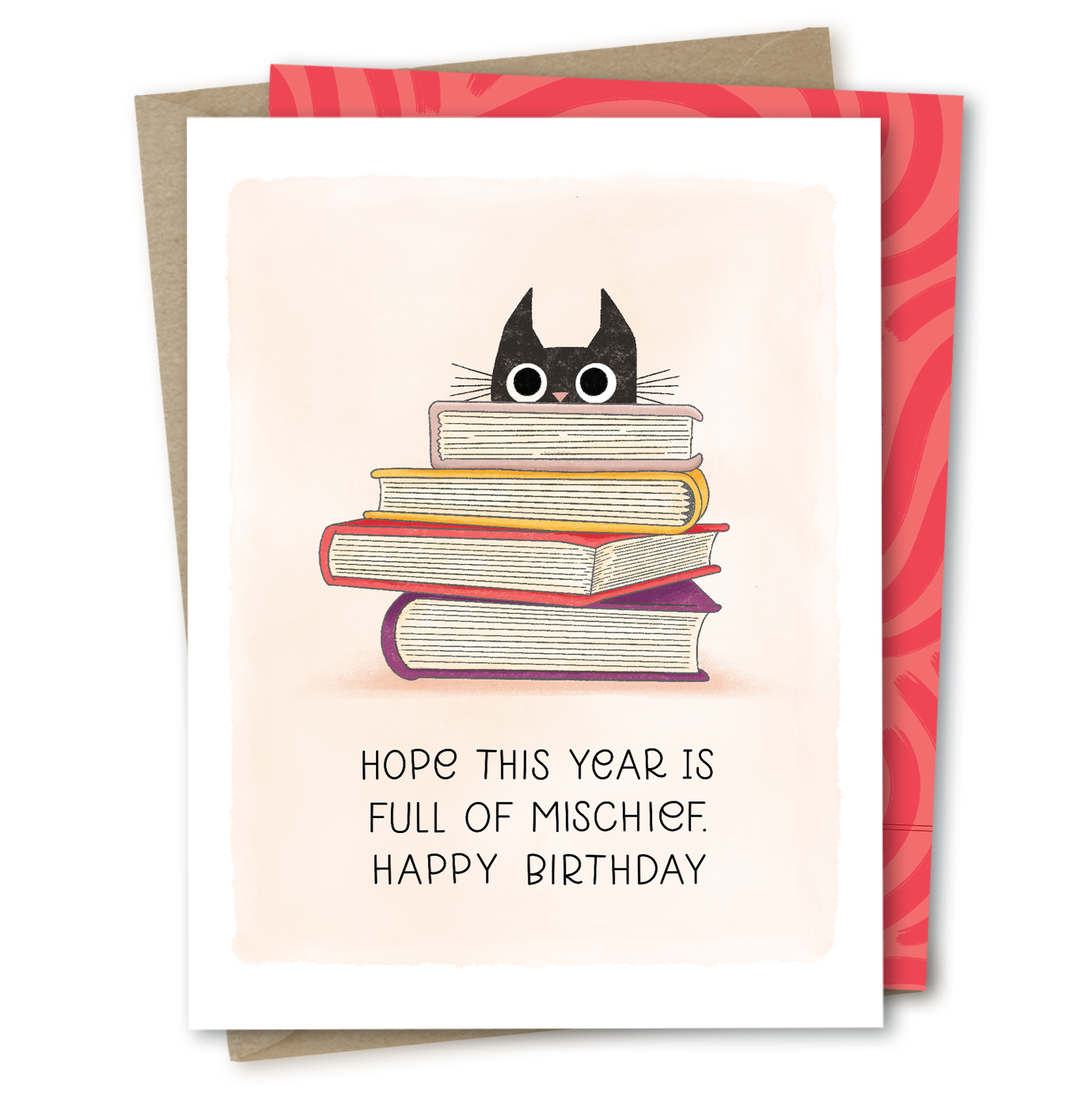 Cat Books | Book Lover Bookish Happy Birthday Card
