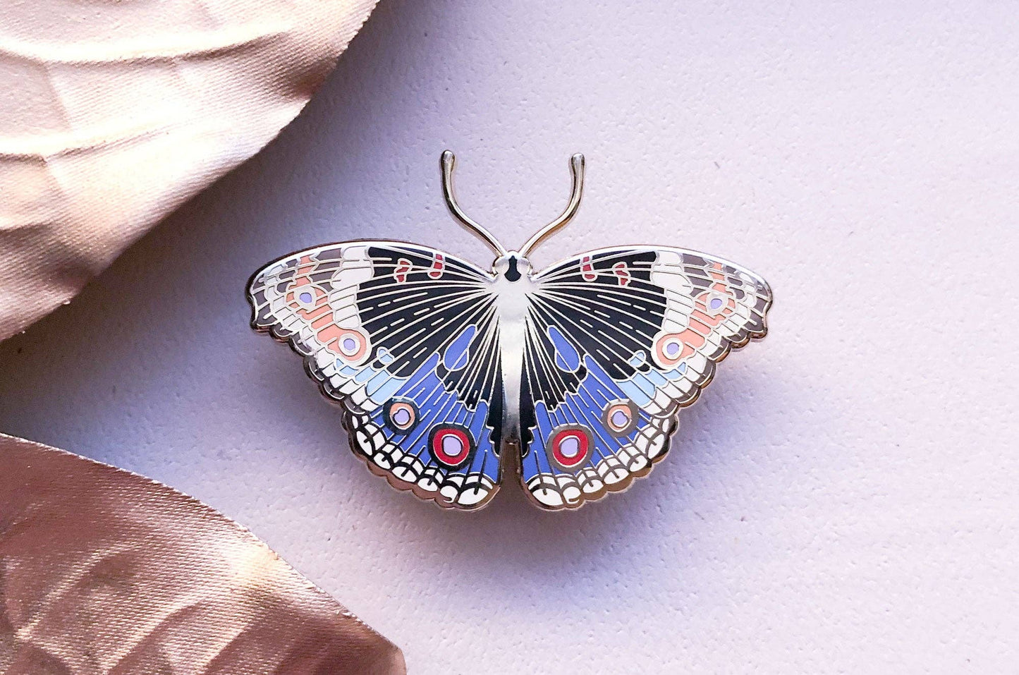Blue Pansy Butterfly (Junonia orithya) Enamel Pin