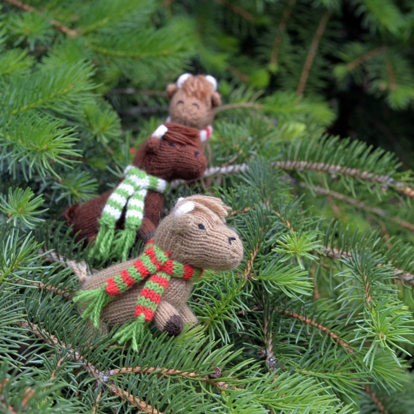 Handmade Knit Highland Cow Holiday Ornament - Fair Trade