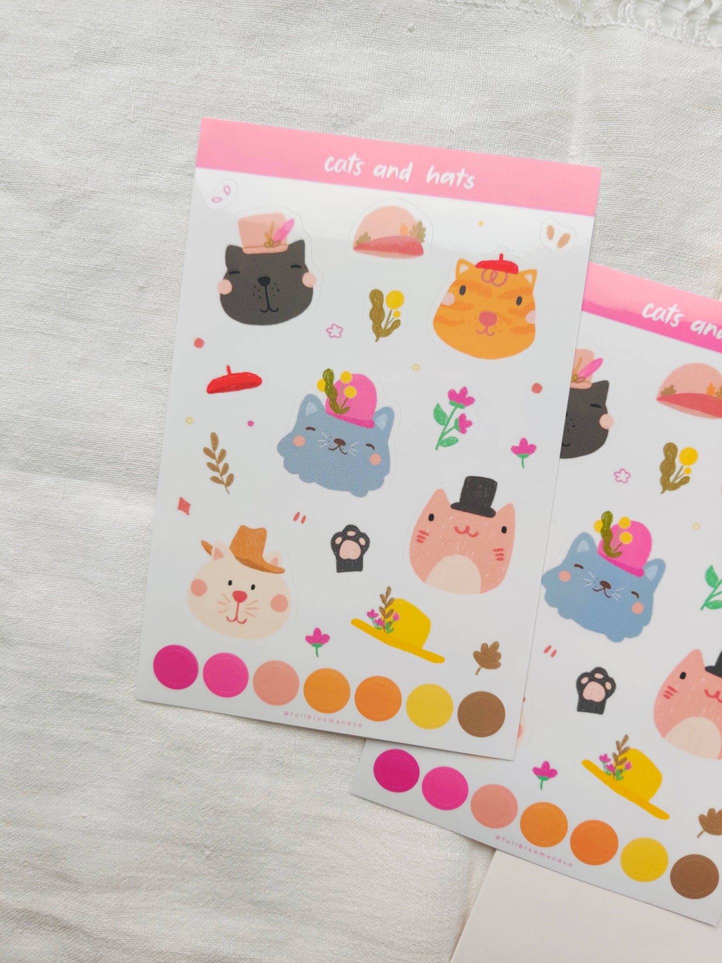 Cats in Hats Sticker Sheet with Cute Cats for Cat Lady