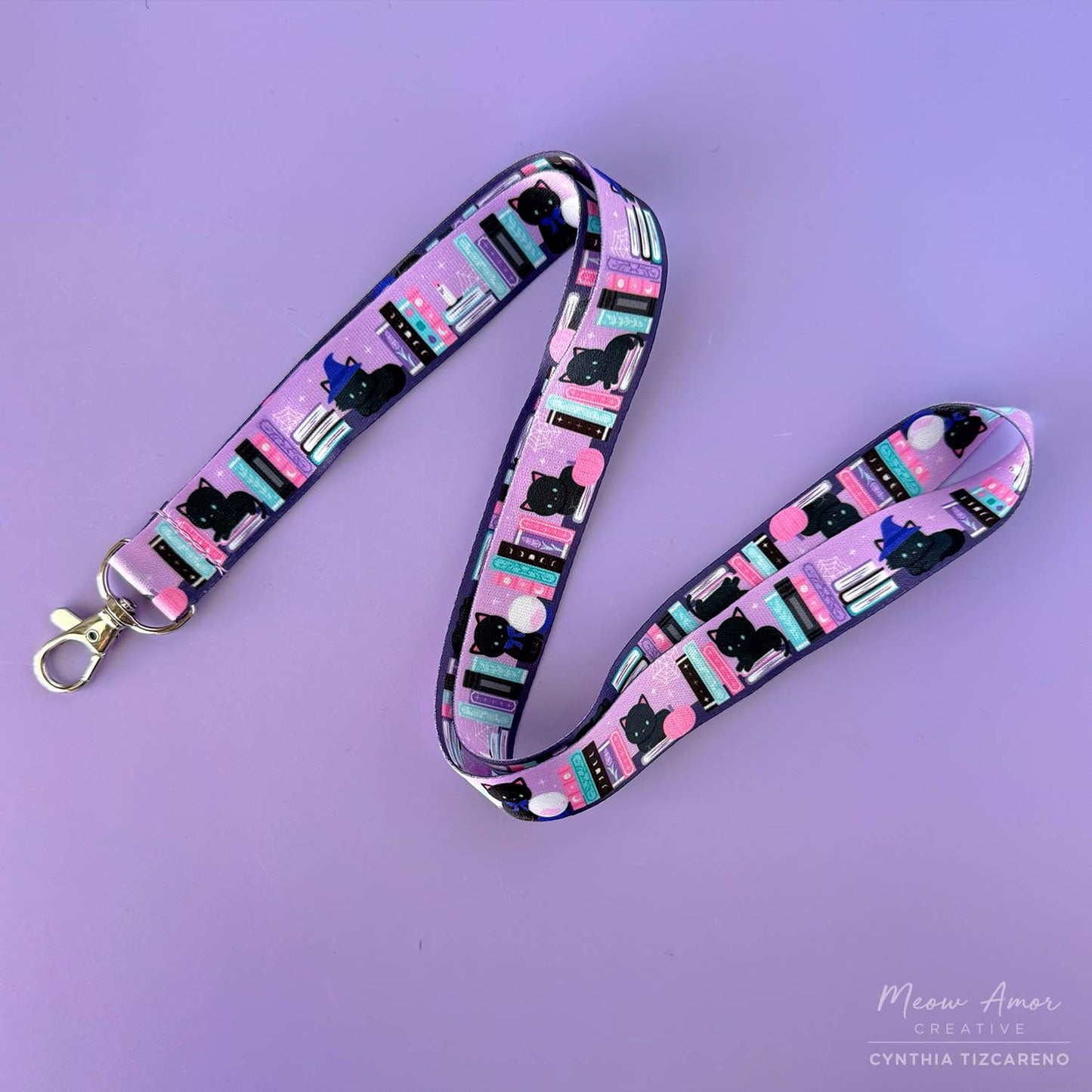 Witchy Books Cats Lanyard