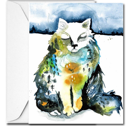 “Snow Cat", Blank Card