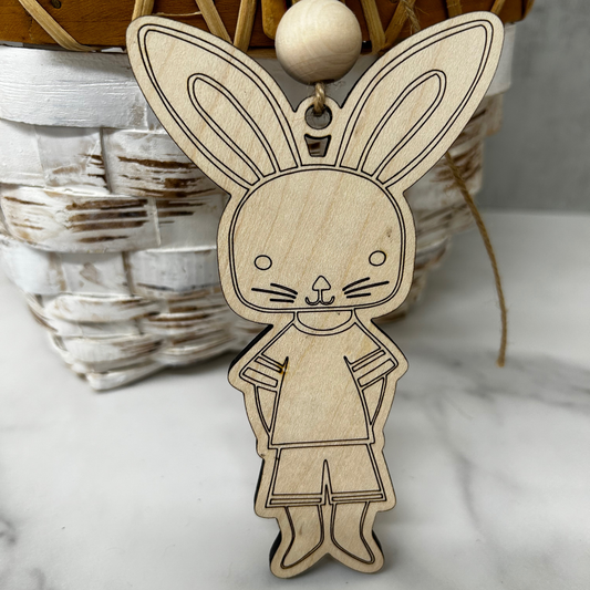 Wooden Easter Basket Bunny Tags