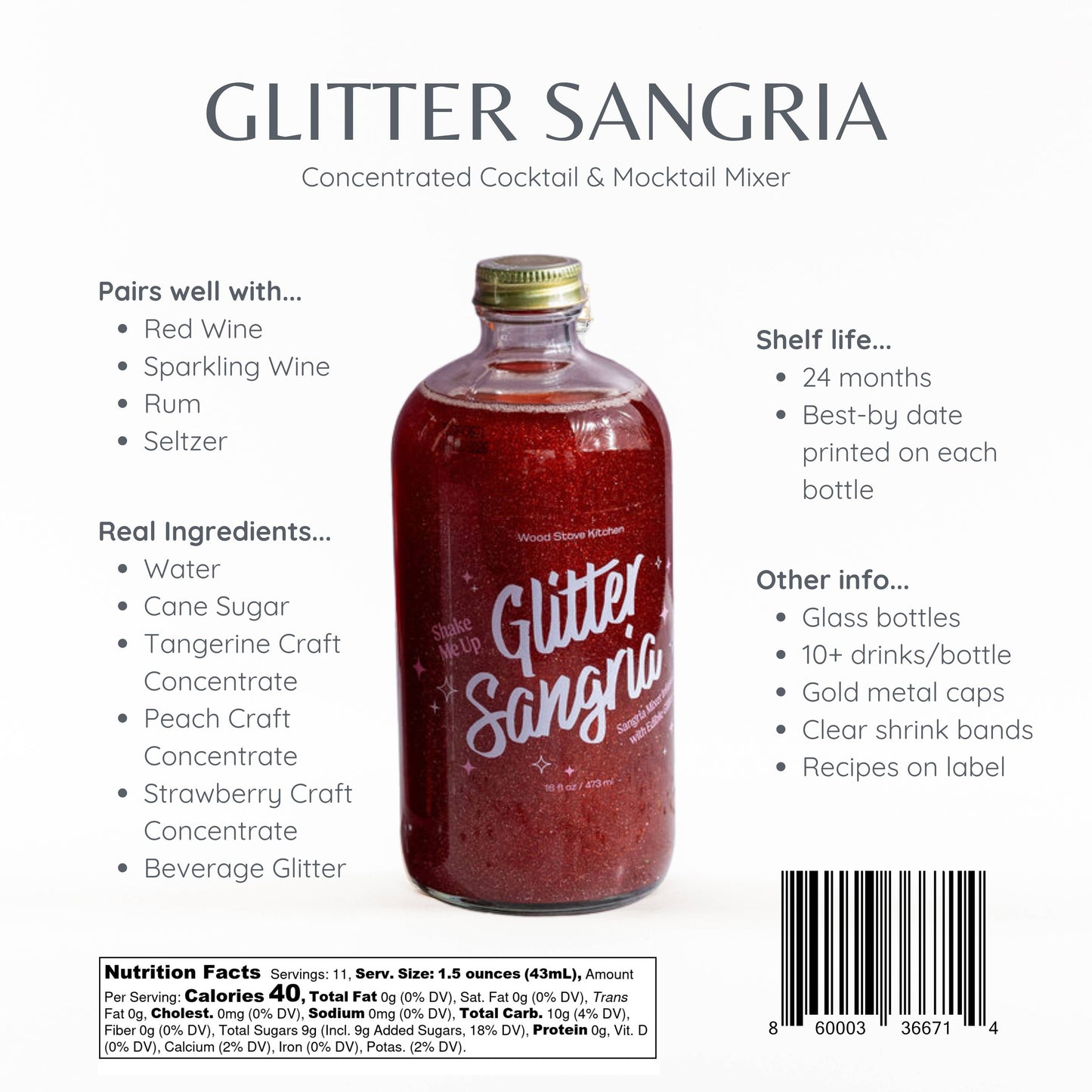 Glitter Sangria Mixer, 16 fl oz
