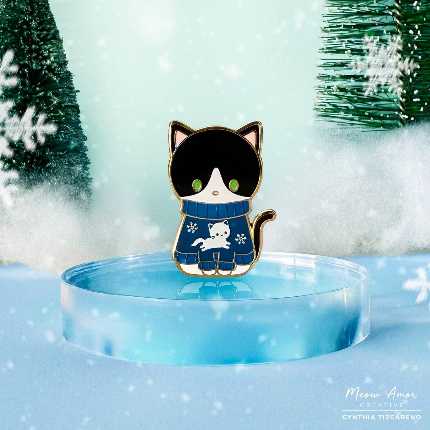 Tuxedo Cat Sweater Enamel Pin