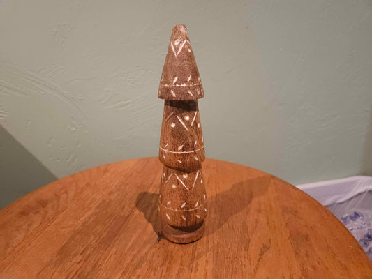Carved Mango Wood Christmas Tree