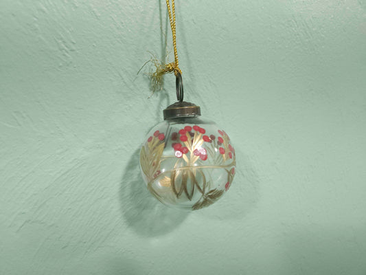 Small Etched Glass Ball Ornament