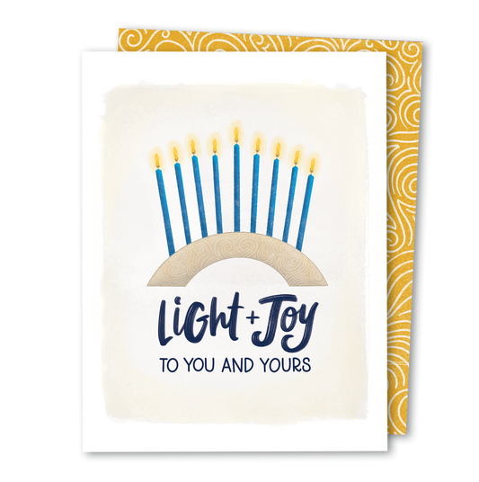Light + Joy | Happy Hanukkah Menorah Kwanza Holiday Card