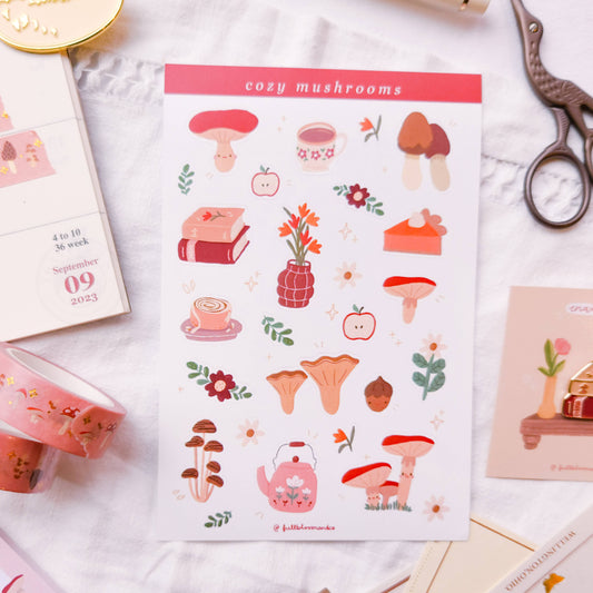 Cozy Mushrooms Fall Sticker Sheet