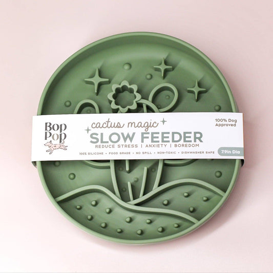 Sage Green Cactus Magic Slow Feeder + Activity Bowl